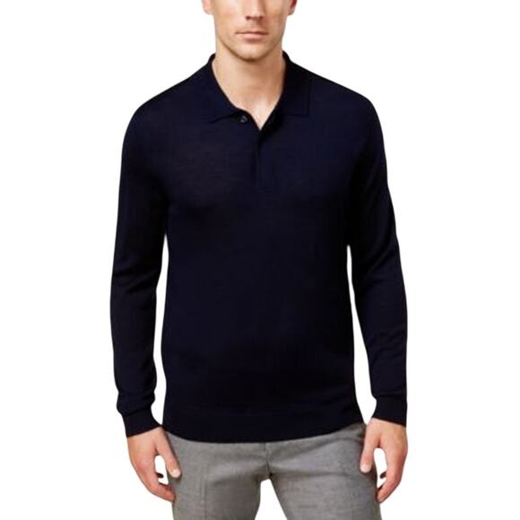 Club Room Men´s Deep Black Merino Wool 1/4 Button...
